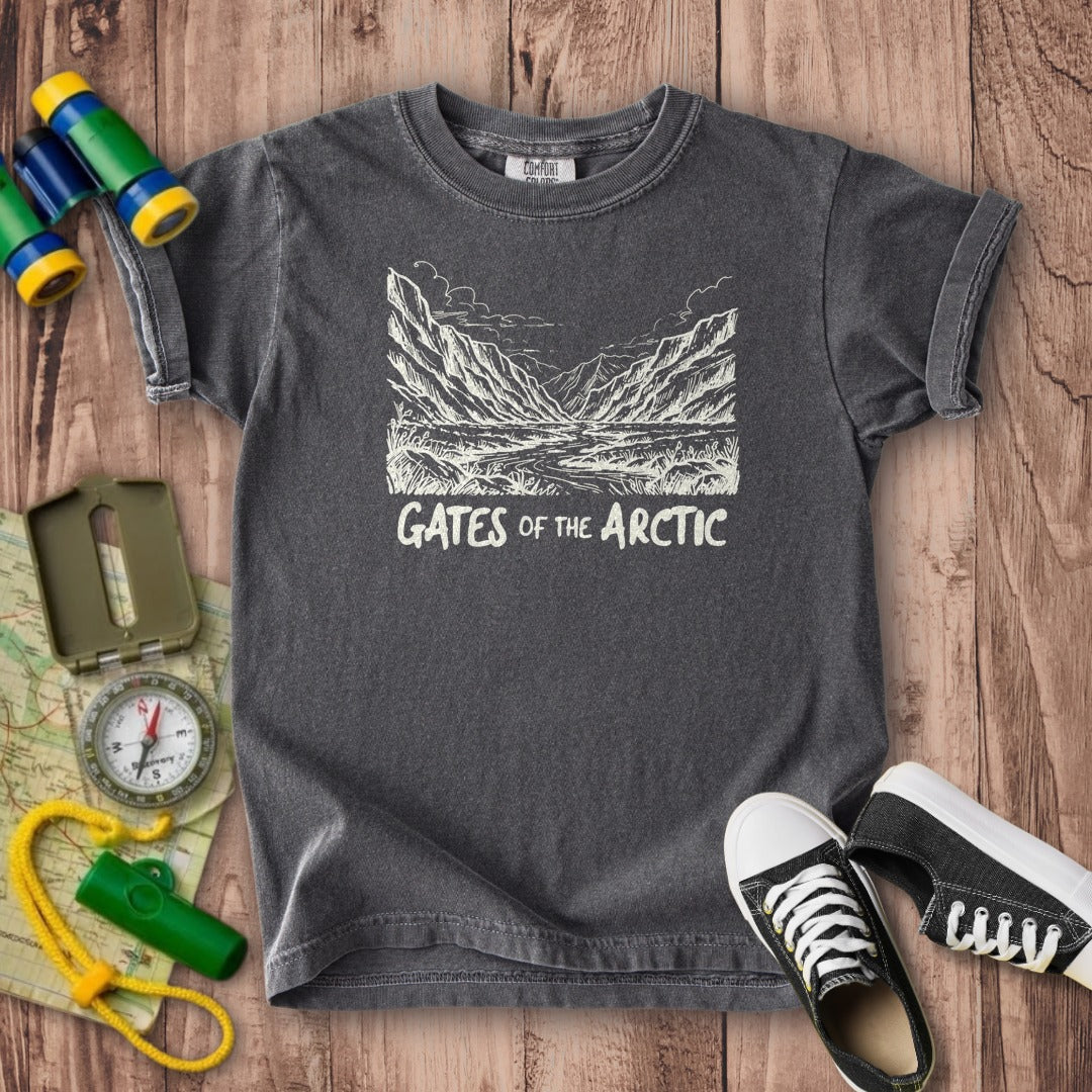 Gates of the Artic Line Drawing Kids Cotton T-Shirt