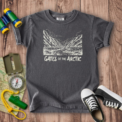 Gates of the Artic Line Drawing Kids Cotton T-Shirt