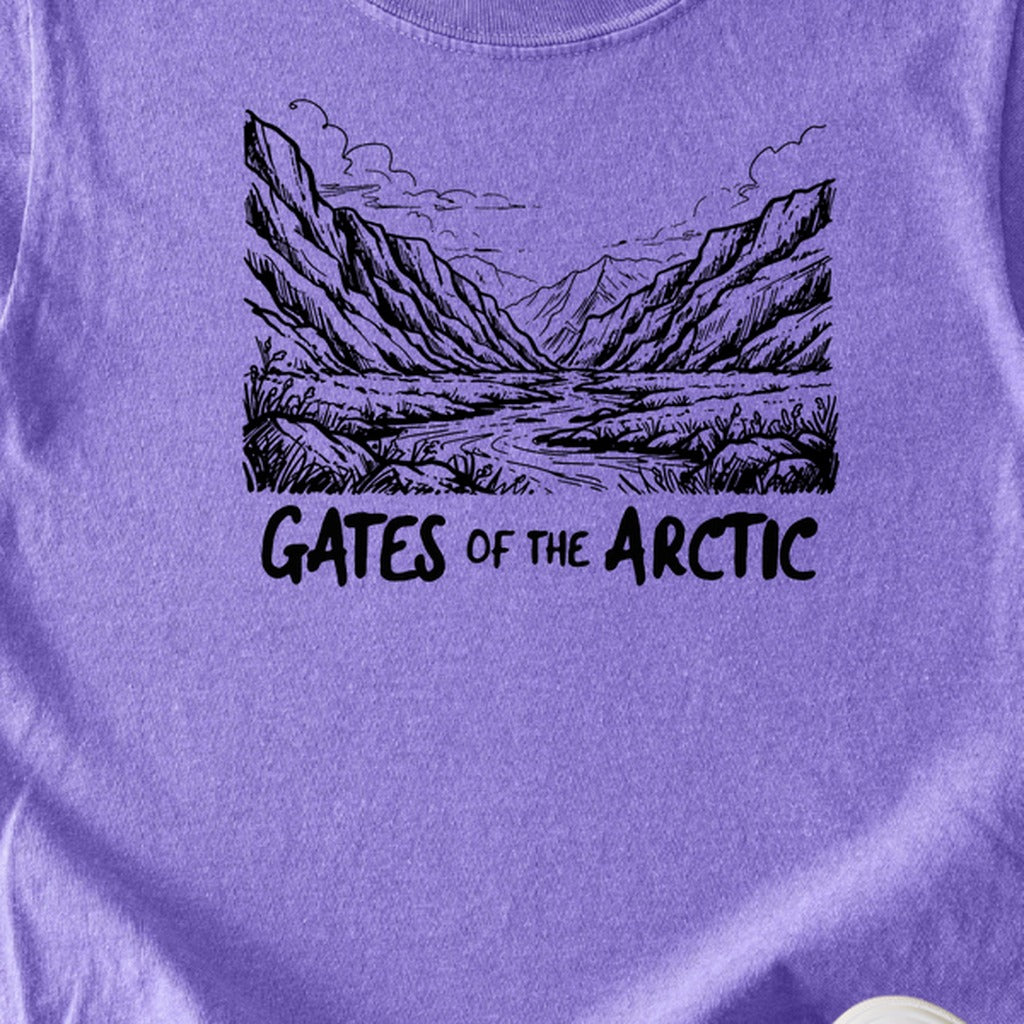Gates of the Artic Line Drawing Kids Cotton T-Shirt