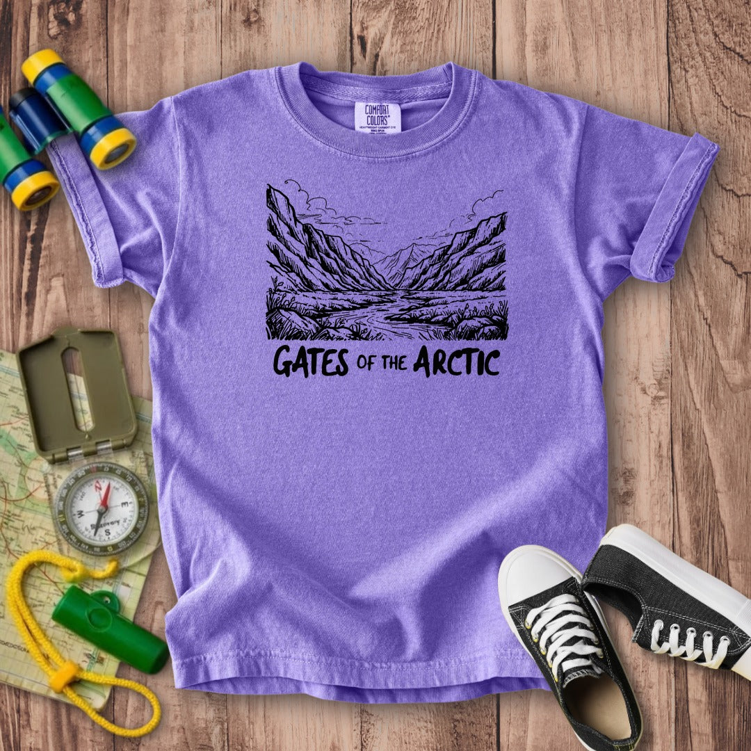 Gates of the Artic Line Drawing Kids Cotton T-Shirt