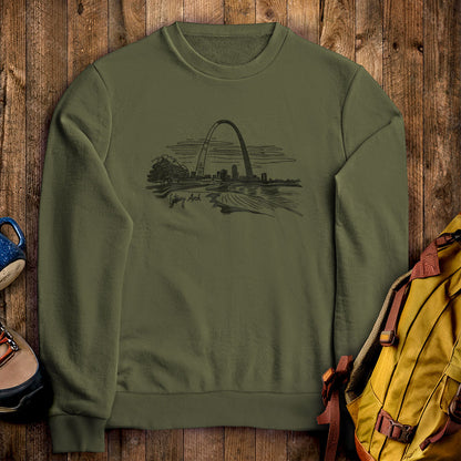 Gateway Arch Line Drawing Crewneck Sweatshirt