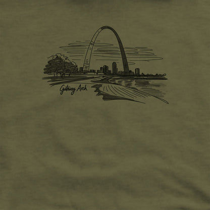 Gateway Arch Line Drawing Crewneck Sweatshirt