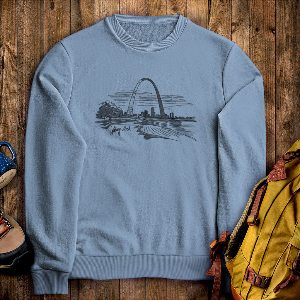 Gateway Arch Line Drawing Crewneck Sweatshirt