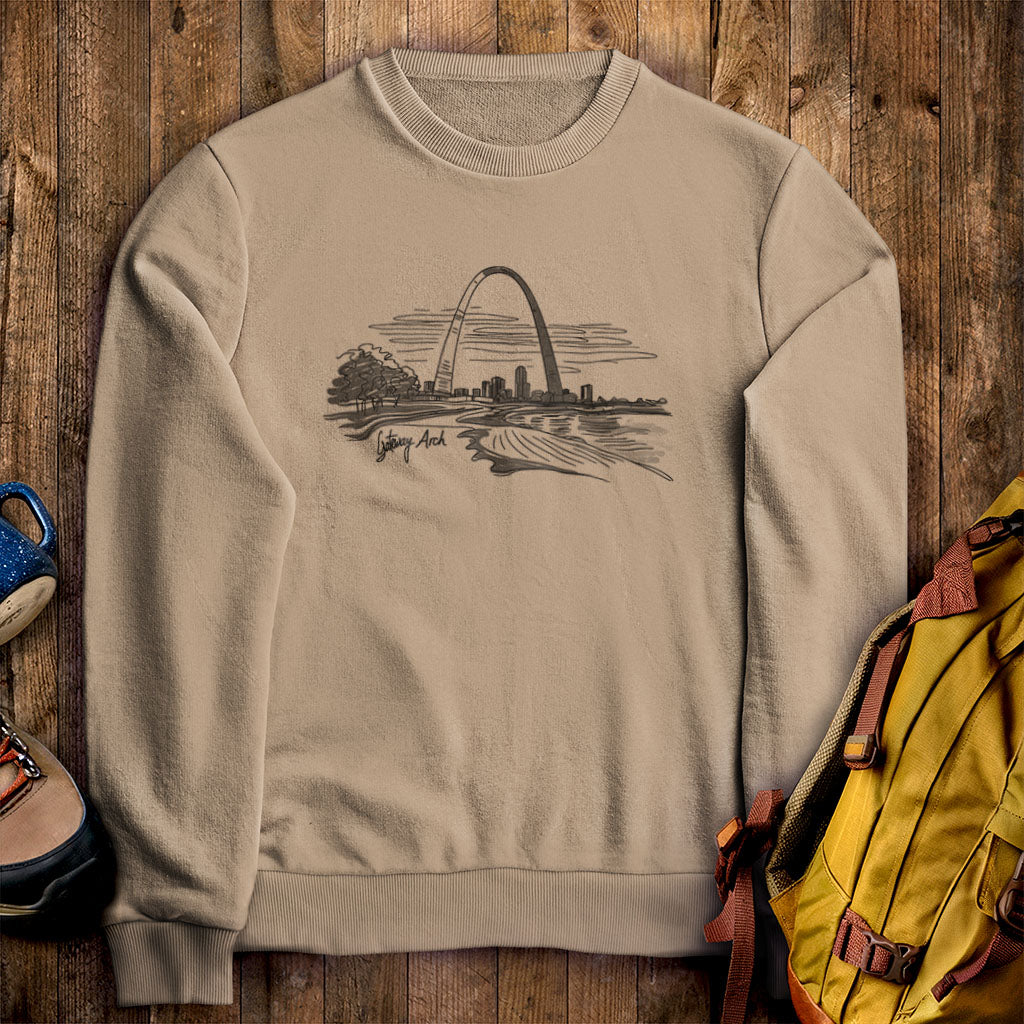 Gateway Arch Line Drawing Crewneck Sweatshirt