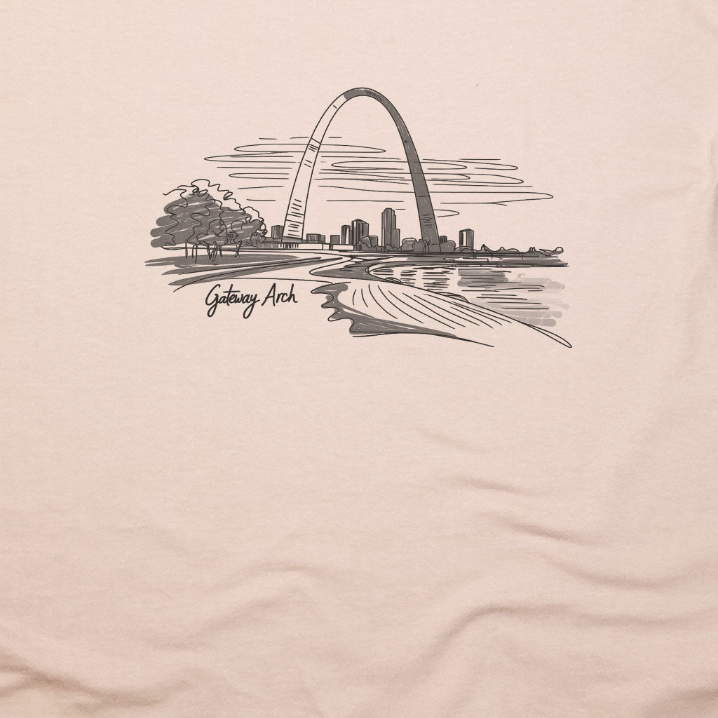 Gateway Arch Line Drawing T-Shirt