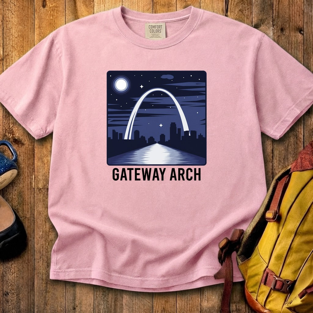 Gateway Arch at Night Cotton T-Shirt
