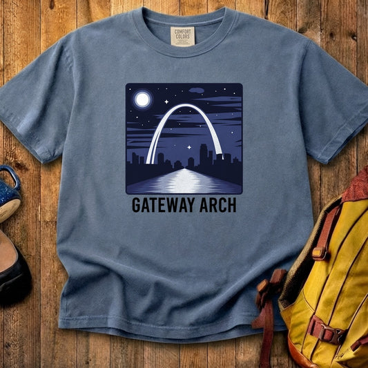 Gateway Arch at Night Cotton T-Shirt