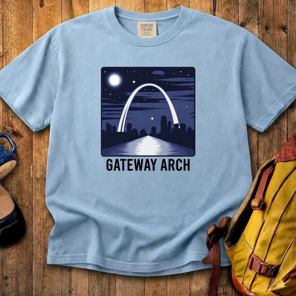 Gateway Arch at Night Cotton T-Shirt