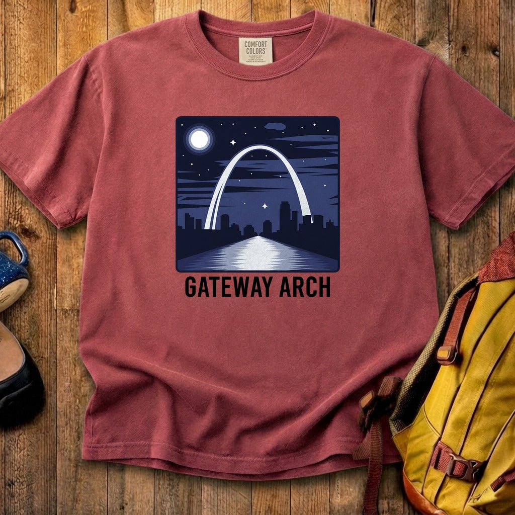 Gateway Arch at Night Cotton T-Shirt