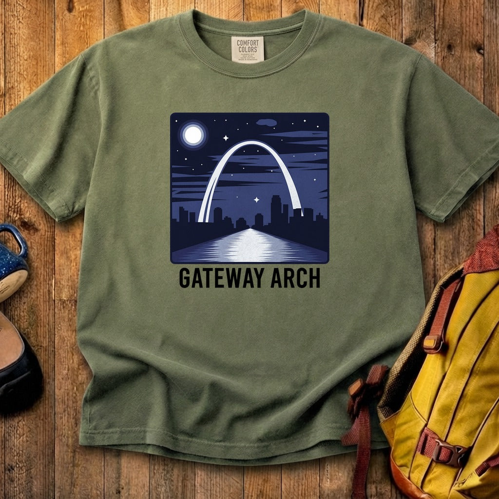 Gateway Arch at Night Cotton T-Shirt