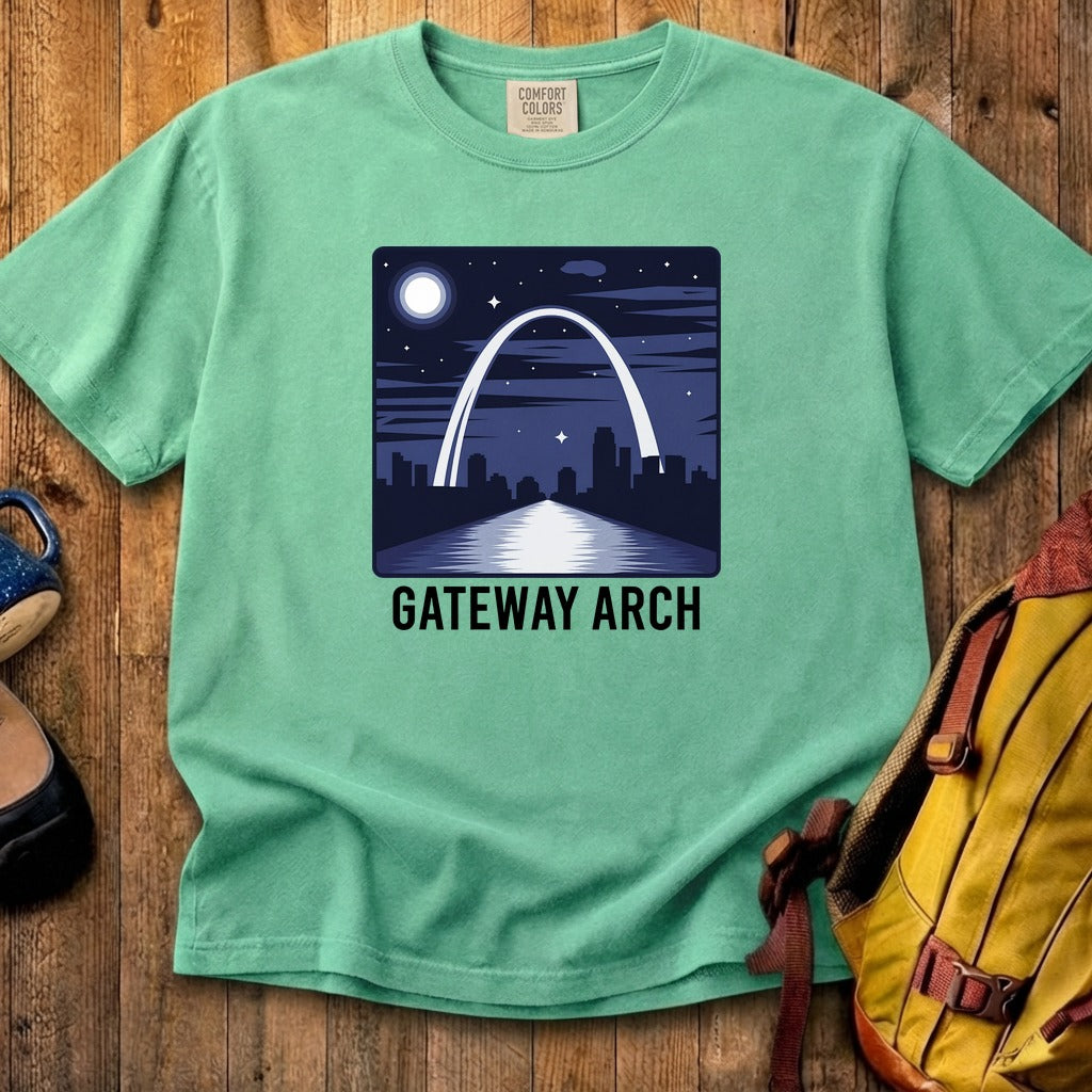 Gateway Arch at Night Cotton T-Shirt