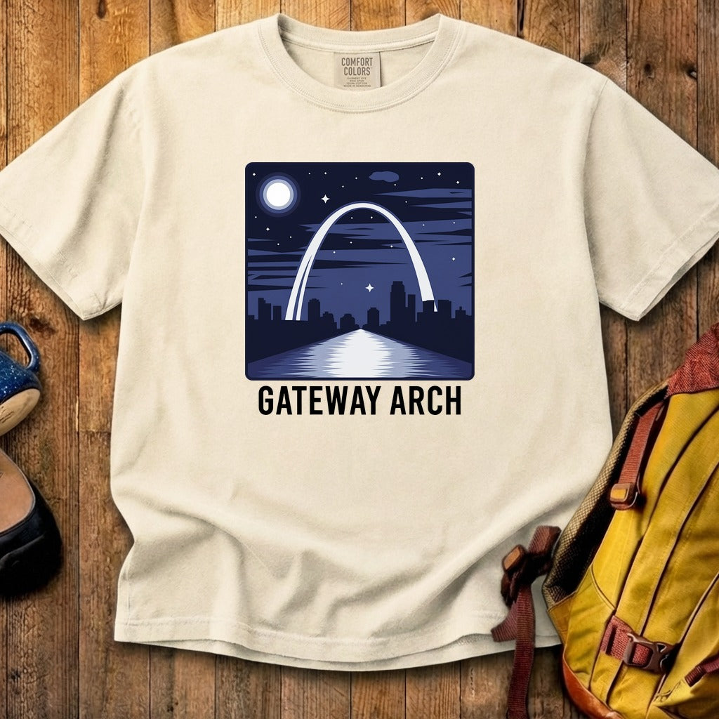 Gateway Arch at Night Cotton T-Shirt