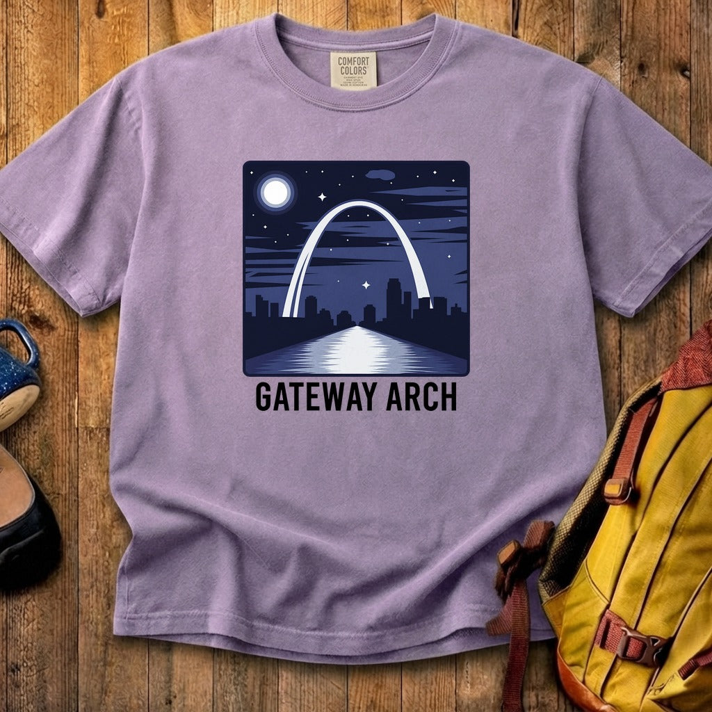 Gateway Arch at Night Cotton T-Shirt