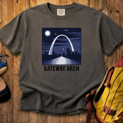 Gateway Arch at Night Cotton T-Shirt