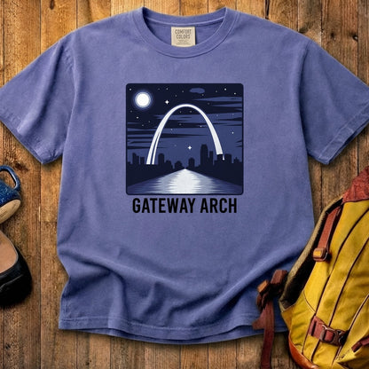 Gateway Arch at Night Cotton T-Shirt