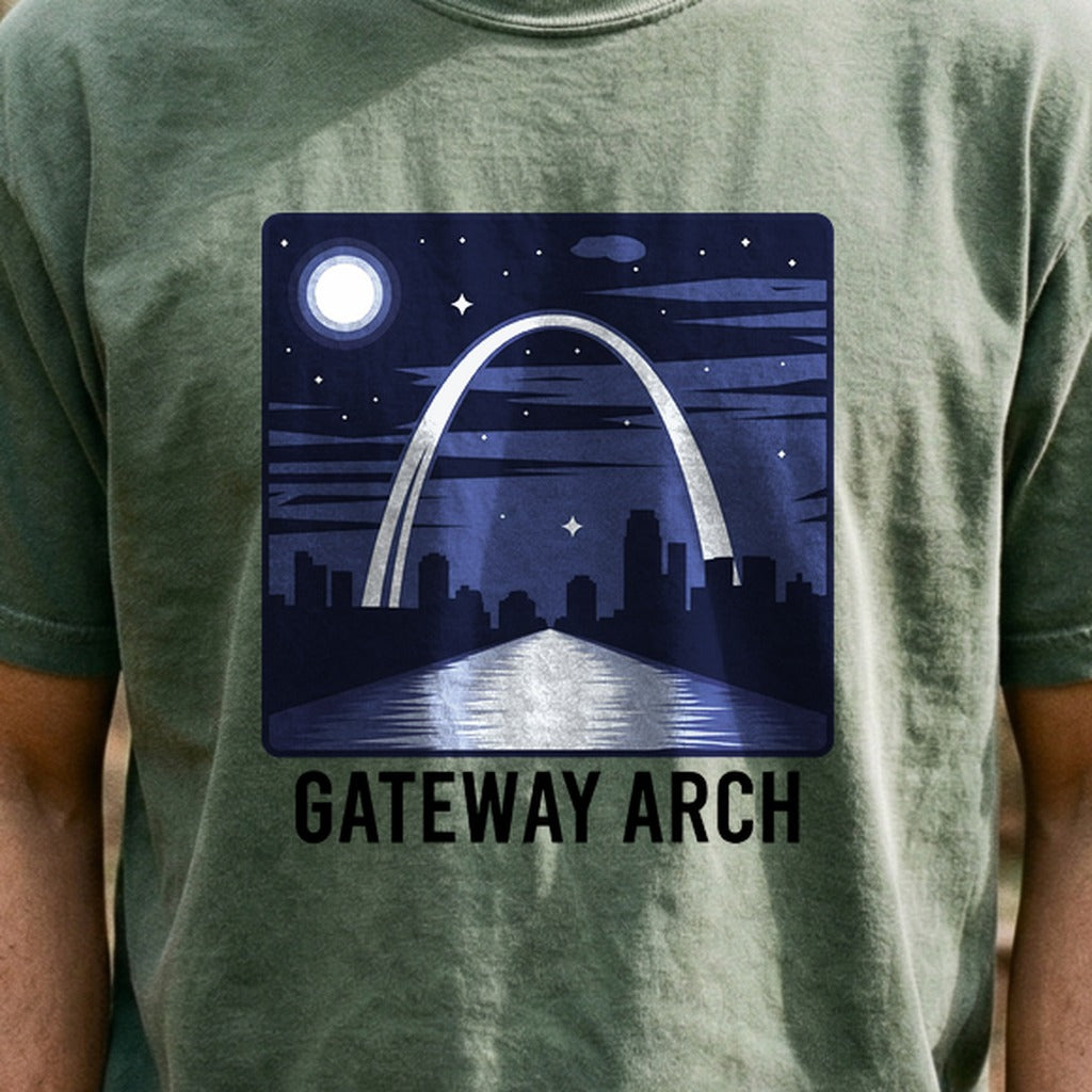 Gateway Arch at Night Cotton T-Shirt