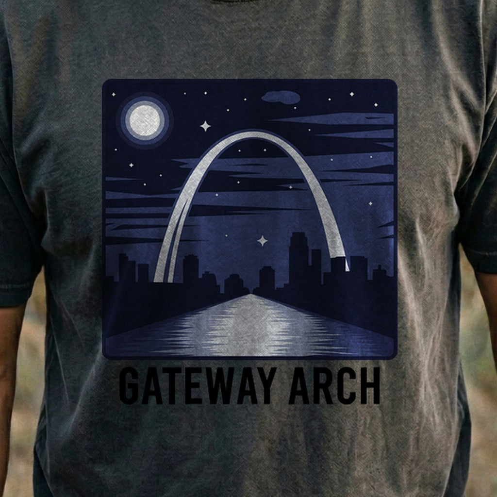 Gateway Arch at Night Cotton T-Shirt