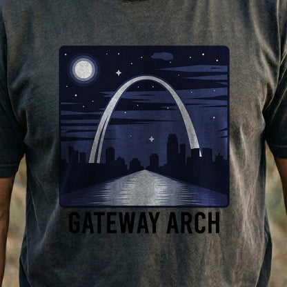 Gateway Arch at Night Cotton T-Shirt