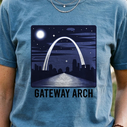 Gateway Arch at Night Cotton T-Shirt