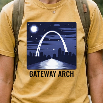 Gateway Arch at Night Cotton T-Shirt