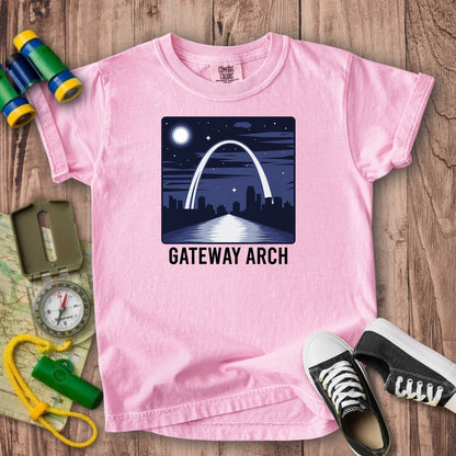 Gateway Arch at Night Kids Cotton T-Shirt