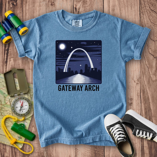 Gateway Arch at Night Kids Cotton T-Shirt