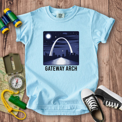 Gateway Arch at Night Kids Cotton T-Shirt