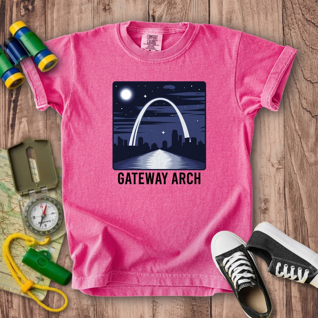 Gateway Arch at Night Kids Cotton T-Shirt