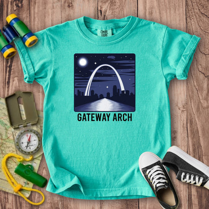 Gateway Arch at Night Kids Cotton T-Shirt
