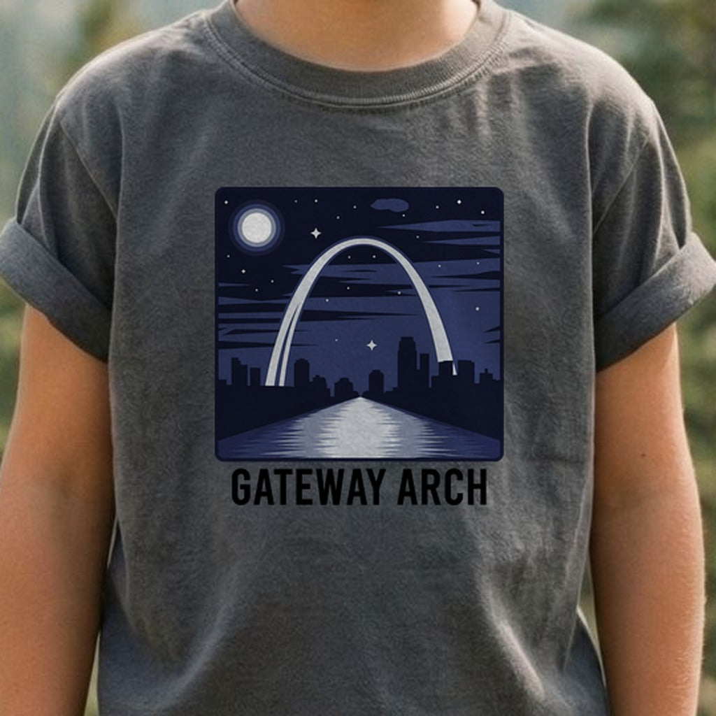 Gateway Arch at Night Kids Cotton T-Shirt