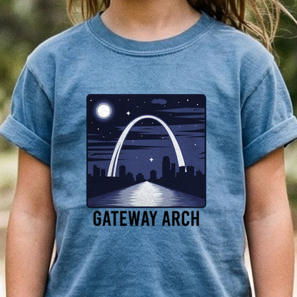 Gateway Arch at Night Kids Cotton T-Shirt