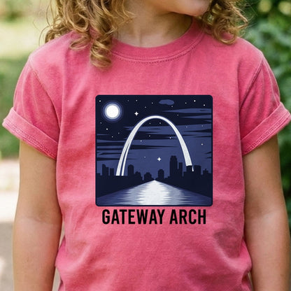 Gateway Arch at Night Kids Cotton T-Shirt
