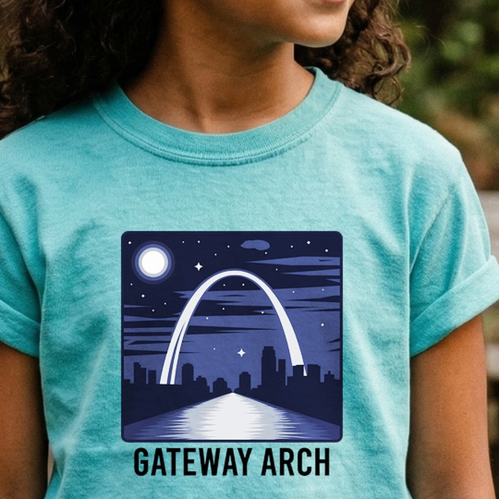 Gateway Arch at Night Kids Cotton T-Shirt