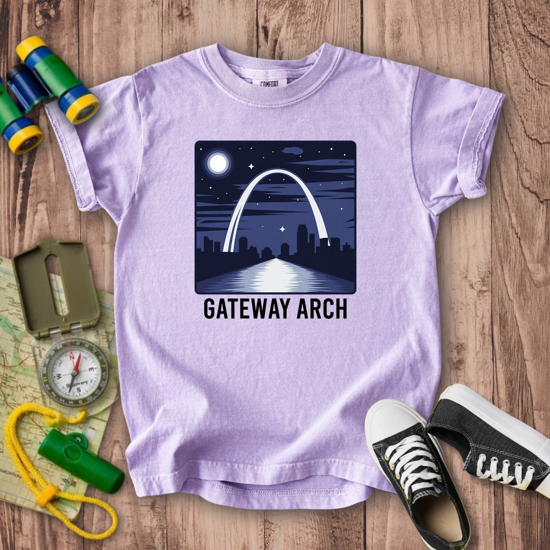 Gateway Arch at Night Kids Cotton T-Shirt