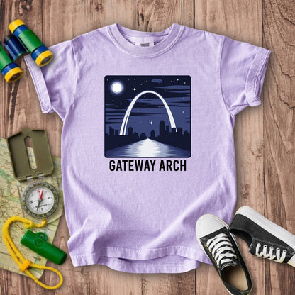Gateway Arch at Night Kids Cotton T-Shirt