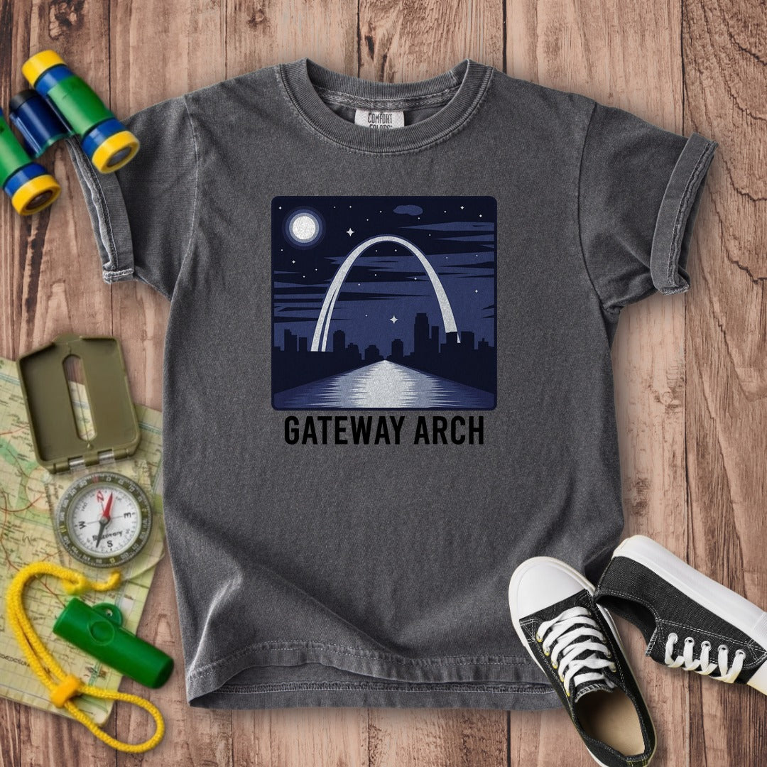 Gateway Arch at Night Kids Cotton T-Shirt