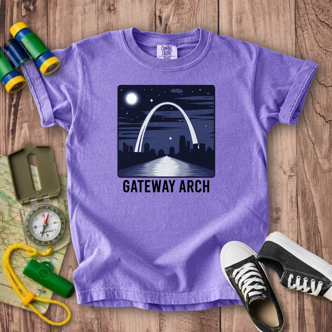Gateway Arch at Night Kids Cotton T-Shirt