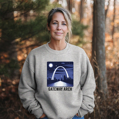 Gateway Arch at Night Crewneck Sweatshirt