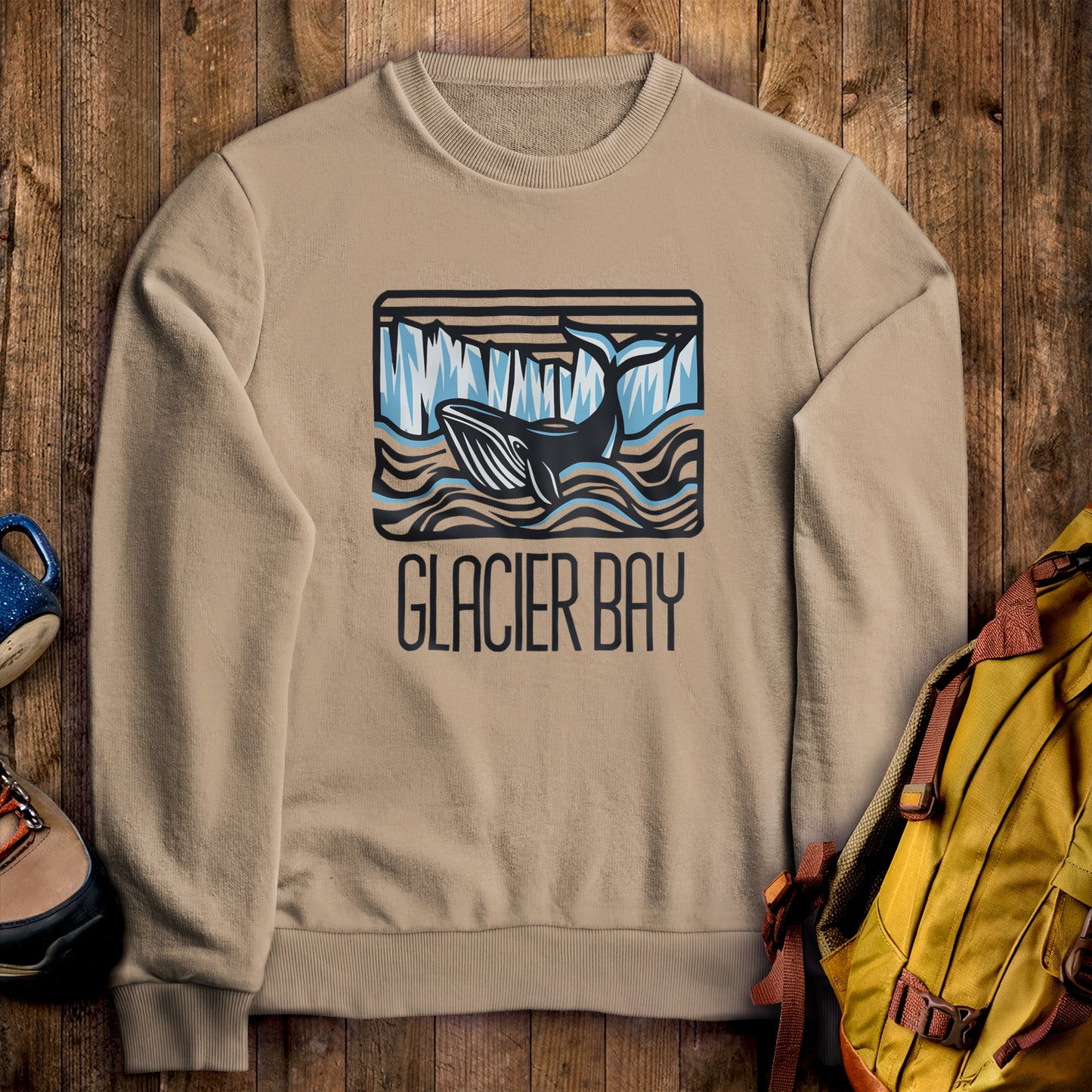 Glacier Bay National Park Crewneck Sweatshirt Sand Adventure and Outdoors Themed Sweatshirt