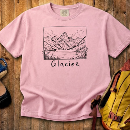 Glacier Line Drawing Cotton T-Shirt
