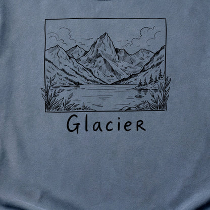 Glacier Line Drawing Cotton T-Shirt