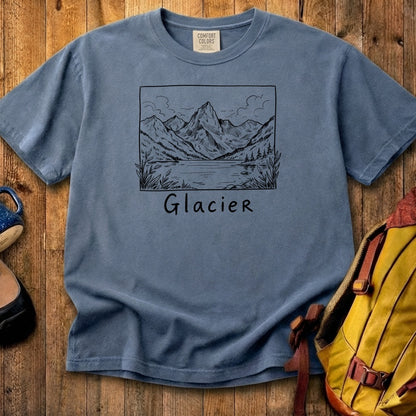 Glacier Line Drawing Cotton T-Shirt