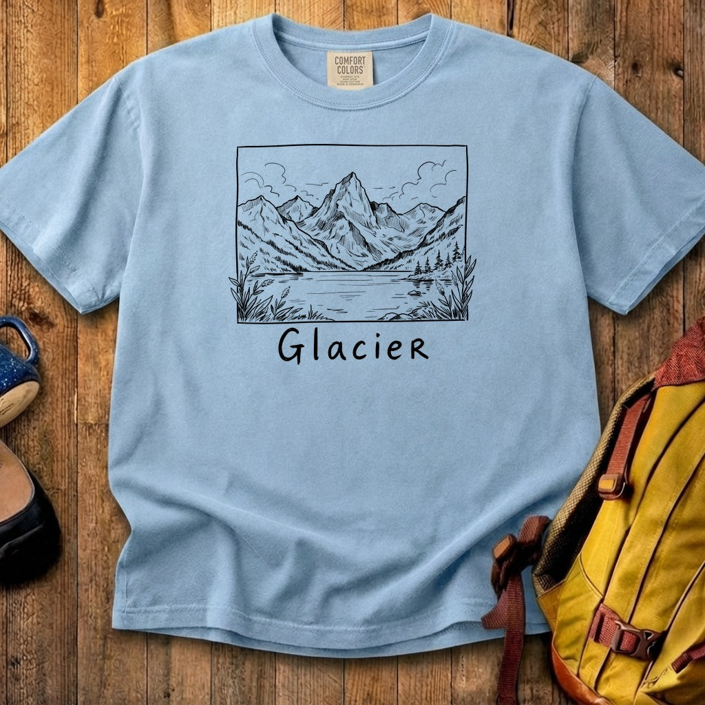 Glacier Line Drawing Cotton T-Shirt