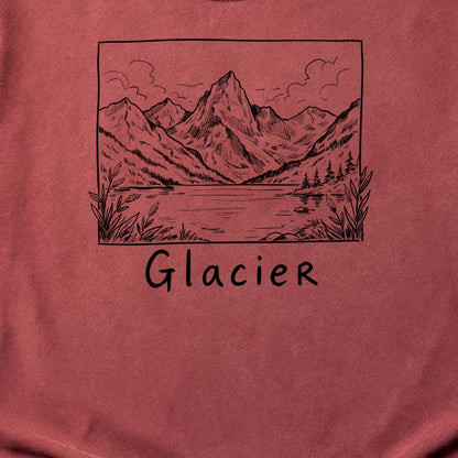 Glacier Line Drawing Cotton T-Shirt