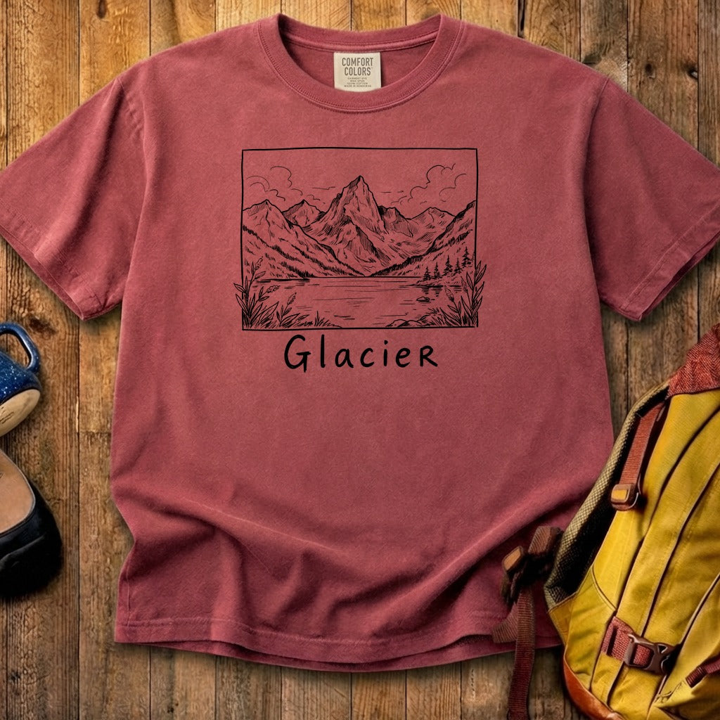 Glacier Line Drawing Cotton T-Shirt