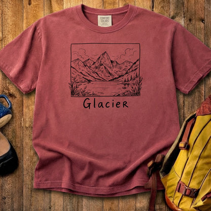 Glacier Line Drawing Cotton T-Shirt