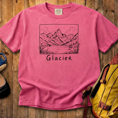 Glacier Line Drawing Cotton T-Shirt