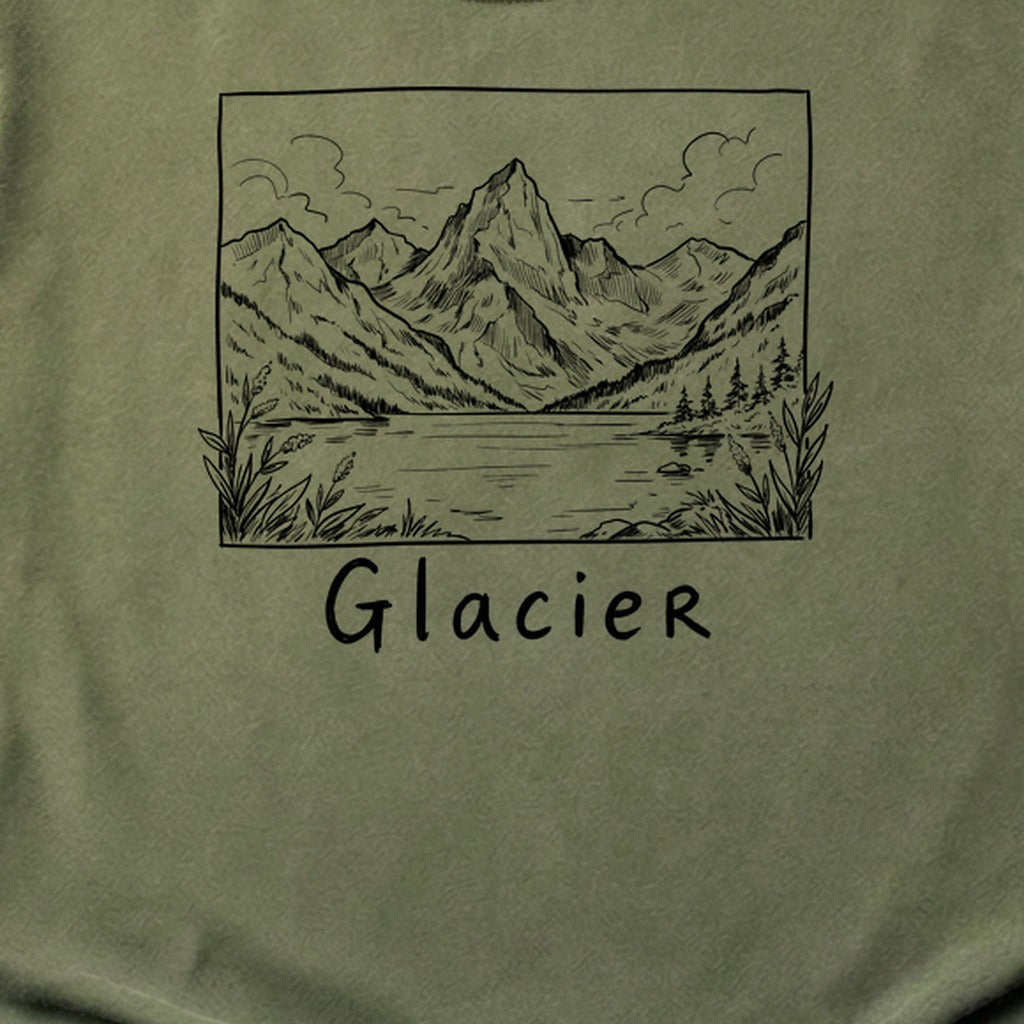 Glacier Line Drawing Cotton T-Shirt