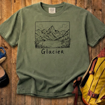 Glacier Line Drawing Cotton T-Shirt