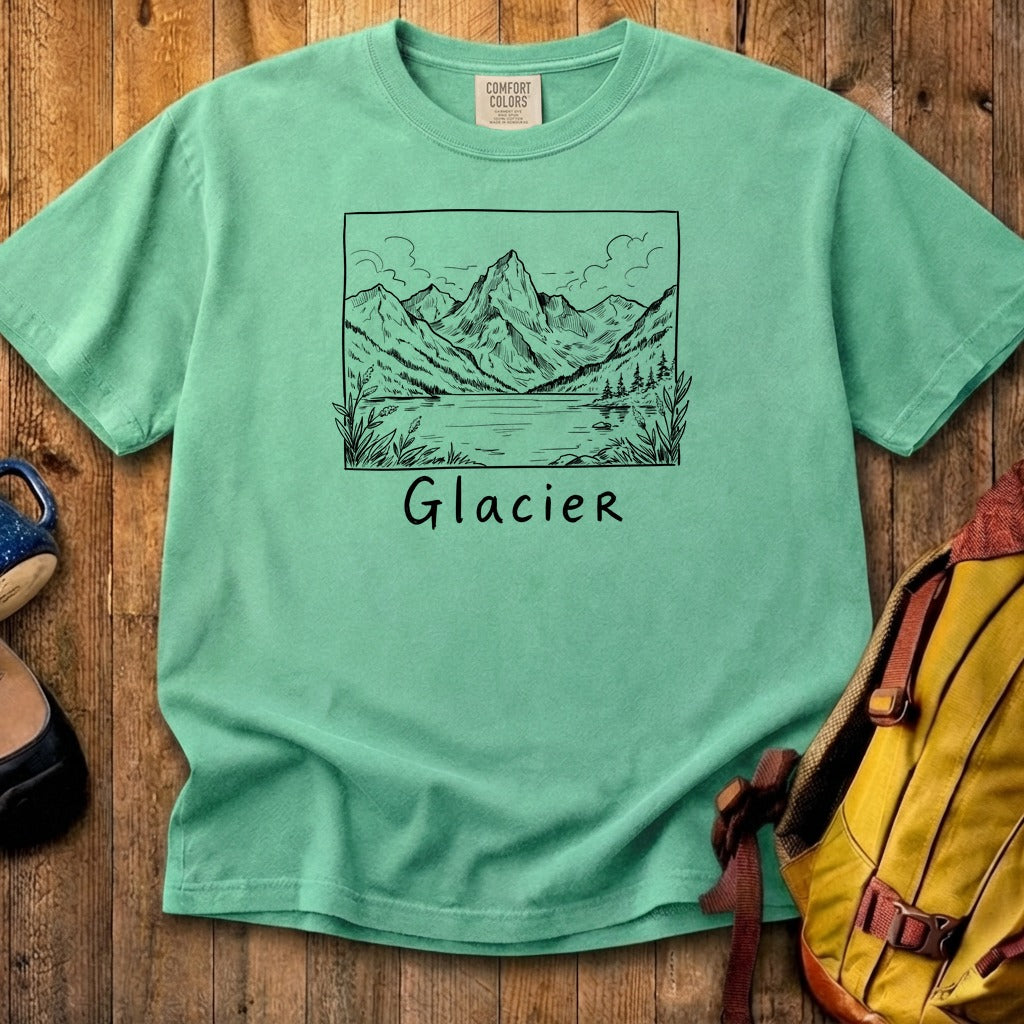 Glacier Line Drawing Cotton T-Shirt